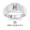 Bruno Magli Mens 1 Carat Lab Grown Diamond Solitaire Ring In Sterling Silver In Silver