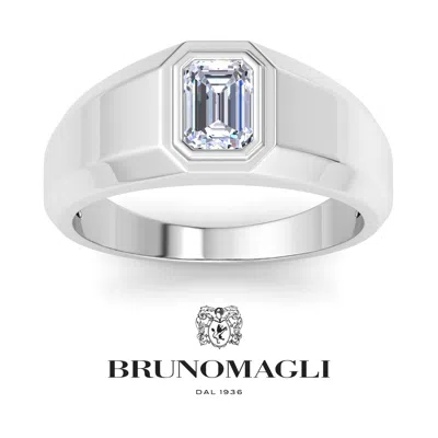 Bruno Magli Mens 1 Carat Lab Grown Diamond Solitaire Ring In Sterling Silver