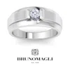 Bruno Magli Mens 1/3 Carat Round Shape Lab Grown Diamond Solitaire Ring In Sterling Silver In Multi