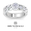 Bruno Magli Mens 2-3 Carat Round Shape Lab Grown Diamond Bezel Set Solitaire Ring In Sterling Silver