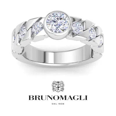 Bruno Magli Mens 2-3 Carat Round Shape Lab Grown Diamond Bezel Set Solitaire Ring In Sterling Silver