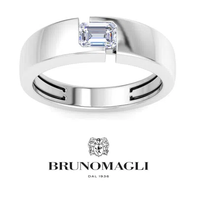 Bruno Magli Mens 3/4 Carat Emerald Cut Lab Grown Diamond Floating Solitaire Ring In Sterling Silver In Multi