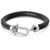 Bruno Magli Mens Chorded Leather Bracelet, Black In Black