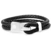 Bruno Magli Mens Double Rope Leather Bracelet, Silver In Silver