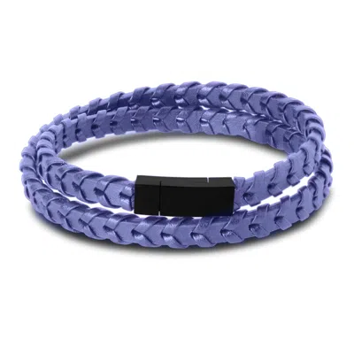 Bruno Magli Mens Fishtail Leather Wrap Bracelet, Indigo In Purple