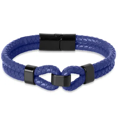 Bruno Magli Mens Infinity Leather Bracelet, Indigo In Gold