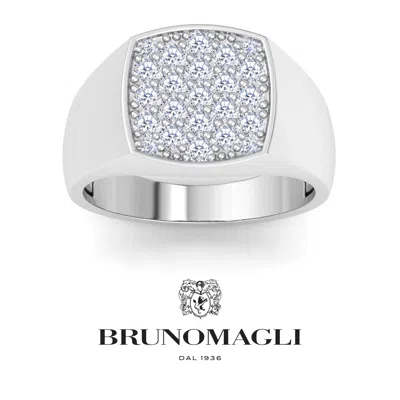 Bruno Magli Mens Lab Grown Diamond Cluster Ring In Sterling Silver