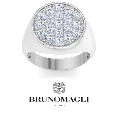 Bruno Magli Mens Lab Grown Diamond Cluster Ring In Sterling Silver In Metallic