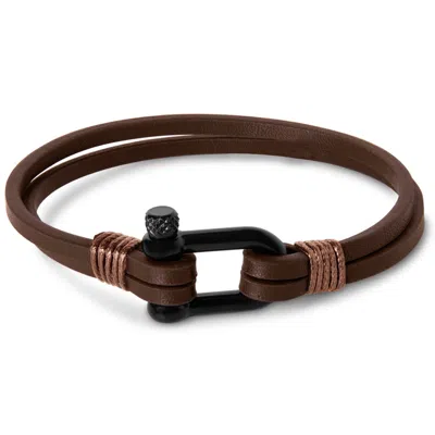 Bruno Magli Mens Paneled Leather Bracelet, Mahogany In Brown