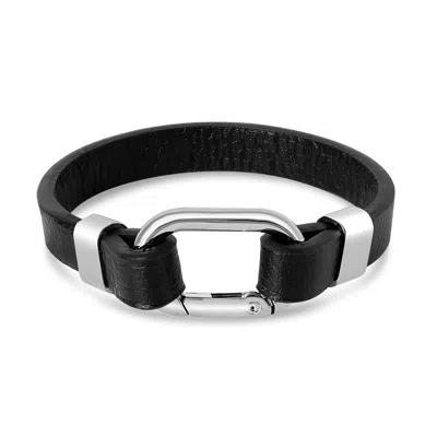 Bruno Magli Mens Structured Leather Bracelet, Silver In Brown