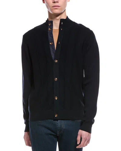 Bruno Magli Merino Wool Cardigan In Blue