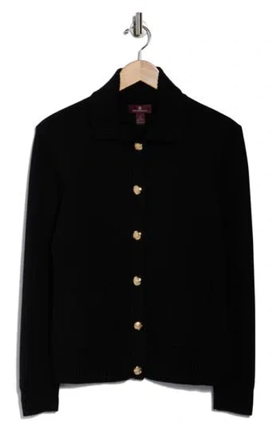 Bruno Magli Merino Wool Cardigan Jacket In Black