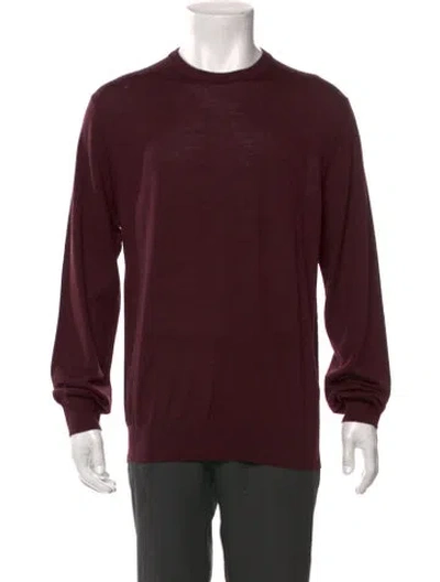 Pre-owned Bruno Magli Merino Wool Crew Neck Pullover In Burgundy