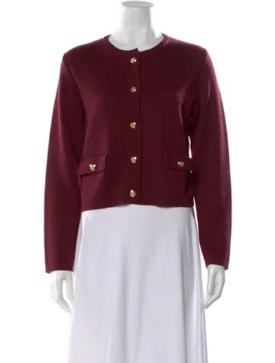 Pre-owned Bruno Magli Merino Wool Crew Neck Sweater In Burgundy