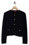 Bruno Magli Crewneck Merino Wool Cardigan In Blue