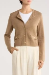 Bruno Magli Merino Wool Crop Cardigan In Burgundy