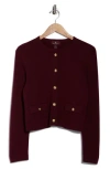 Bruno Magli Merino Wool Crop Cardigan In Burgundy