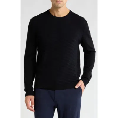 Bruno Magli Merino Wool Diagonal Textured Plaited Sweater In Black