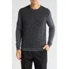 Bruno Magli Merino Wool Diagonal Textured Plaited Sweater In Grey Black