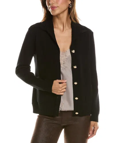 Bruno Magli Merino Wool Epaulet Sweater Jacket In Black