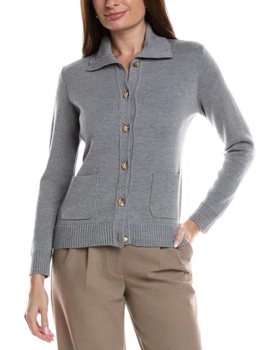Bruno Magli Merino Wool Epaulet Sweater Jacket In Grey