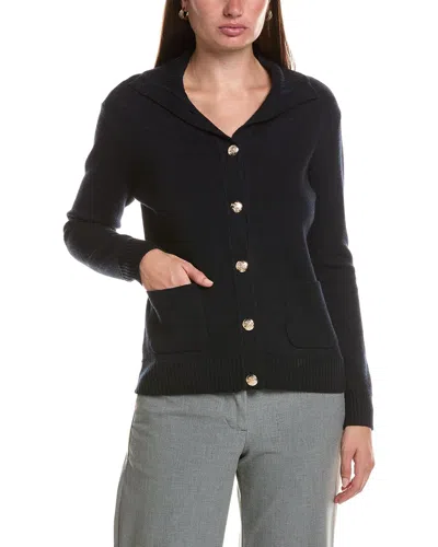 Bruno Magli Merino Wool Epaulet Sweater Jacket In Blue