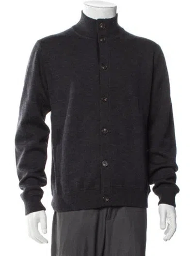 Pre-owned Bruno Magli Merino Wool Mock Neck Cardigan W/ Tags In Gray