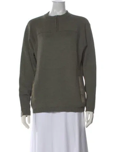 Pre-owned Bruno Magli Merino Wool Mock Neck Sweater In Green