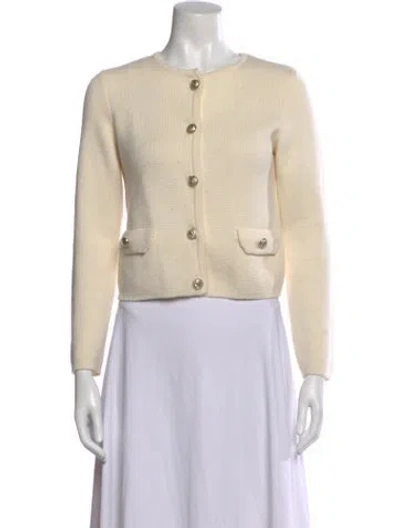 Pre-owned Bruno Magli Merino Wool Open Front Sweater In Neutral