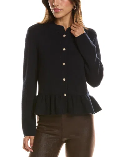 Bruno Magli Merino Wool Peplum Sweater Jacket In Black