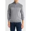 Bruno Magli Merino Wool Plaited Quarter Zip Pullover In Grey Charcoal
