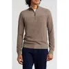 Bruno Magli Merino Wool Plaited Quarter Zip Pullover In Natural