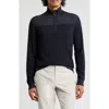Bruno Magli Merino Wool Plaited Quarter-zip Pullover In Navy Grey