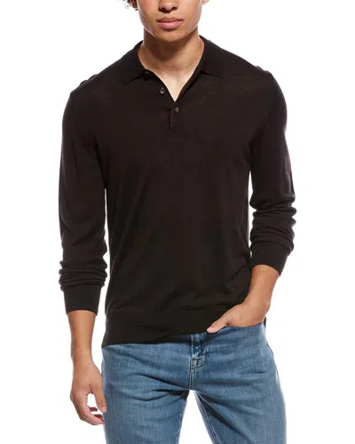 Bruno Magli Merino Wool Polo Sweater In Black