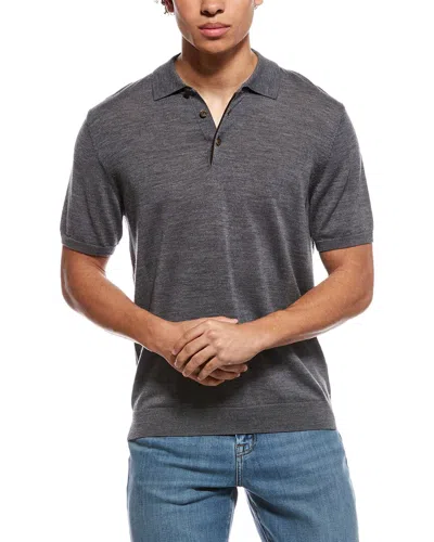 Bruno Magli Merino Wool Polo Sweater In Gray