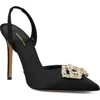 Bruno Magli Moda Slingback Pointed Toe Pump In Black Satin