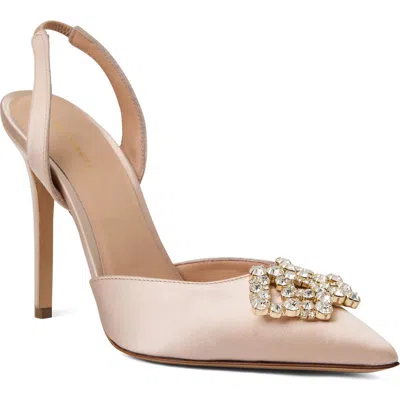 Bruno Magli Moda Slingback Pointed Toe Pump In Champagne Satin