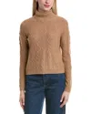 Bruno Magli Modern Cable Turtleneck Wool & Cashmere-blend Sweater In Brown