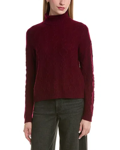 Bruno Magli Modern Cable Turtleneck Wool & Cashmere-blend Sweater In Burgundy