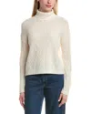 Bruno Magli Modern Cable Turtleneck Wool & Cashmere-blend Sweater In White