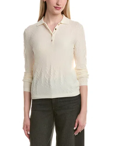 Bruno Magli Modern Cable Wool & Cashmere-blend Polo Sweater In White