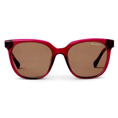 Bruno Magli Mona Sunglass In Red + Tortoise Acetate In Beige