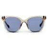 Bruno Magli Mona Sunglass In Red + Tortoise Acetate In Blue