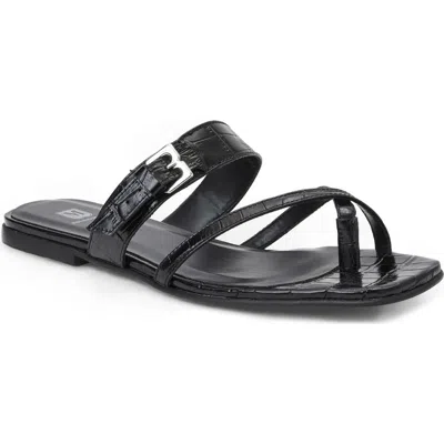 Bruno Magli Noela Croc Embossed Slide Sandal In Black