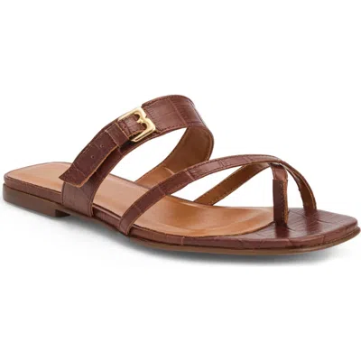 Bruno Magli Noela Croc Embossed Slide Sandal In Burgundy