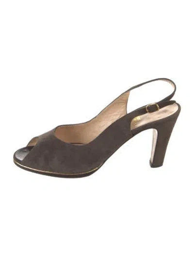 Pre-owned Bruno Magli Nubuck Slingback Pumps In Brown