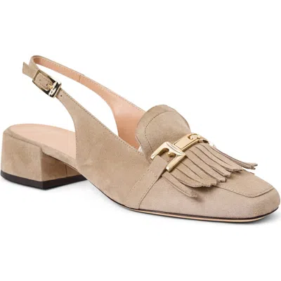 Bruno Magli Olive Slingback Kiltie Bit Loafer Pump In Brown