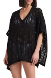 Bruno Magli Open Knit Poncho In Black