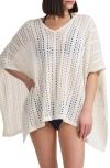 Bruno Magli Open Knit Poncho In White
