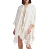 Bruno Magli Open Knit Trim Ruana In White